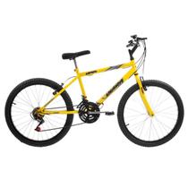 Bicicleta Aro 24 Ultra Bikes Aço Carbono 18 Marchas V-Break Amarela
