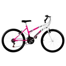 Bicicleta Aro 26 18 Marchas Bicolor Rosa E Branca Pro Tork Ultra - Ultra Bikes