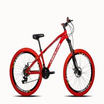 Bicicleta aro 26 Absolute Brutus Vermelho Câmbios Shimanos 21v com Pneu vermelho e suspensão Brutus