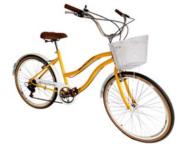 Bicicleta Aro 26 Adulto Retrô Vintage Amarelo com branco