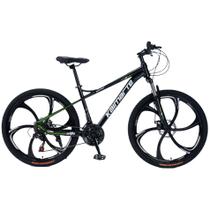 Bicicleta Aro 26 Alumínio Bike 21 Vel Marchas Freio a Disco Quadro Aço Carbono Cor Preto WCT FITNESS Bicicleta Aro 26 Alumínio Bike 21 Vel Marchas Freio a Disco Quadro Aço Carbono Cor Preto WCT FITNESS