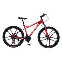 Bicicleta Aro 26 Alumínio Bike 21 Vel Marchas Freio a Disco Quadro Aço Carbono Cor Vermelho WCT FITNESS Bicicleta Aro 26 Alumínio Bike 21 Vel Marchas Freio a Disco Quadro Aço Carbono Cor Vermelho WCT FITNESS