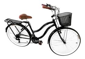 Bicicleta Aro 26 Beach Retrô 18v Com Garupa Preto