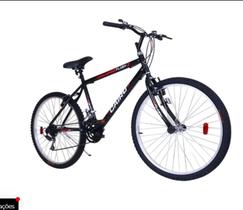 Bicicleta Aro 26 Cairu Flash 21 Marchas Freio VBrake Preto e Vermelho