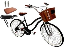 Bicicleta aro 26 cesta reforçada assento e pedaleiras 18v