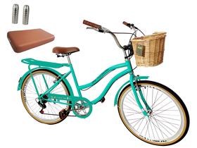 Bicicleta aro 26 com bagageiro assento acolchoado pedaleiras
