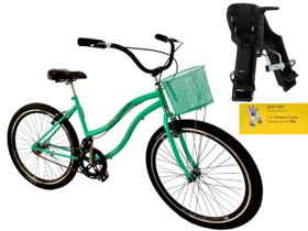 Bicicleta aro 26 com cadeirinha frontal cesta s/marcha verde