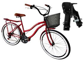 Bicicleta aro 26 Com Cadeirinha frontal Retrô 18v com cesta