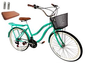 Bicicleta aro 26 com cestinha assento e pedaleiras 18v