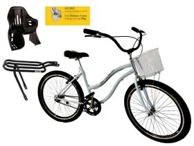 Bicicleta aro 26 com cestinha e cadeirinha Retrô s/marcha az Bicicleta aro 26 com cestinha e cadeirinha Retrô s/marcha az