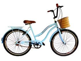 Bicicleta aro 26 com cestinha tipo vime vintage s/ marchas
