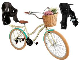 Bicicleta aro 26 com vime 18 Marchas 2 Cadeirinhas Bege azt