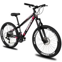 Bicicleta Aro 26 Dropp Freeride Alumínio 21 Marchas Freios A Disco - Preto e Vermelho