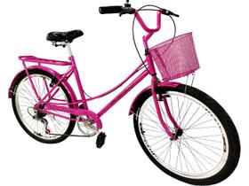 Bicicleta aro 26 feminina 6 marchas tpo ceci retrô mary pink
