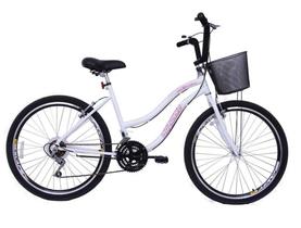 Bicicleta Aro 26 Feminina Beach 18 Marchas Branca - Dalannio Bike