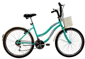 Bicicleta Aro 26 Feminina Beach Retrô 18 Marchas Azul Turquesa Bicicleta Aro 26 Feminina Beach Retrô 18 Marchas Azul Turquesa