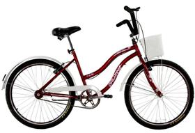 Bicicleta Aro 26 Feminina Beach Retrô Vintage Vermelha - Dalannio Bike