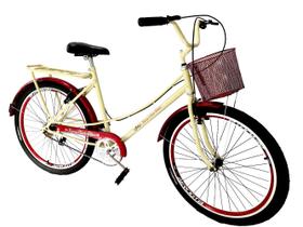 Bicicleta aro 26 feminina ceci barra forte cesta bagag mary