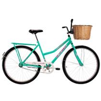 Bicicleta Aro 26 Feminina Freio no Pé CP Classic Azul Turquesa com Cestinha