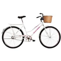 Bicicleta Aro 26 Feminina Freio no Pé CP Classic Branca com Cestinha