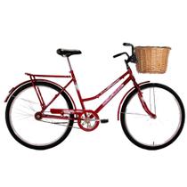 Bicicleta Aro 26 Feminina Freio no Pé CP Classic Vermelho com Cestinha