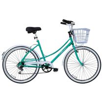 Bicicleta Aro 26 Feminina Retrô Anne cor Verde Com Cestinha Bicicleta Aro 26 Feminina Retrô Anne cor Verde Com Cestinha