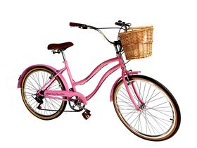 Bicicleta Aro 26 Feminina Retrô Vintage 6 marchas Rosa