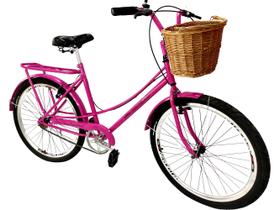 Bicicleta aro 26 feminina tipo ceci retrô c/ vime mary pink