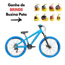 Bicicleta Aro 26 Freeride Gta Rebel Azul 21v Câmbios Shimano Pneu Azul com Brinde Buzina Patinho Bicicleta Aro 26 Freeride Gta Rebel Azul 21v Câmbios Shimano Pneu Azul com Brinde Buzina Patinho
