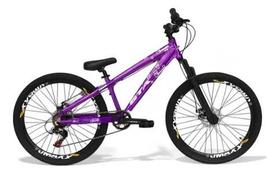 Bicicleta Aro 26 Freeride Gta Rebel Roxa 1x7V Câmbio Shimano