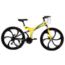 Bicicleta Aro 26 Freio Disco Bike Dobrável Amarela Easyfold Bicicleta Aro 26 Freio Disco Bike Dobrável Amarela Easyfold