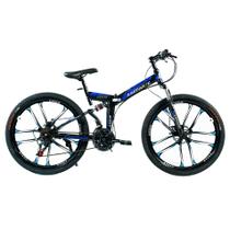 Bicicleta Aro 26 Freio Disco Bike Dobrável Azul Preto EasyFold 21 Marchas Roda Magnésio WCT Fitness Bicicleta Aro 26 Freio Disco Bike Dobrável Azul Preto EasyFold 21 Marchas Roda Magnésio WCT Fitness