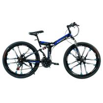Bicicleta Aro 26 Freio Disco Bike Dobrável Azul Preto Bicicleta Aro 26 Freio Disco Bike Dobrável Azul Preto