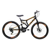 Bicicleta Aro 26 Kls Full Suspension Gold 45MM Freio Disco Mtb 21 Marchas