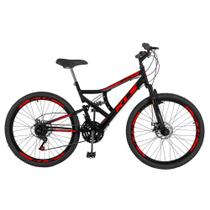 Bicicleta Aro 26 Kls Full Suspension Gold 45MM Freio Disco Mtb 21 Marchas