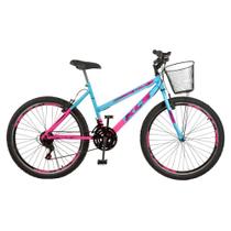 Bicicleta Aro 26 Kls Sport Gold Freio V-Brake Mtb 21 Marchas Bicolor Feminina