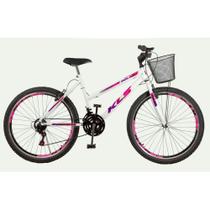 Bicicleta Aro 26 Kls Sport Gold Freio V-Brake Mtb 21 Marchas Feminina