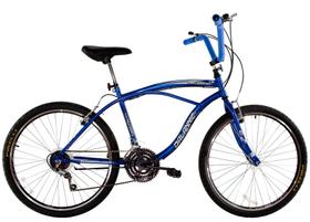 Bicicleta Aro 26 Masculina Beach 18 Marchas Azul