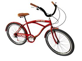 Bicicleta Aro 26 masculino beach Caiçara retrô 6v Vermelho