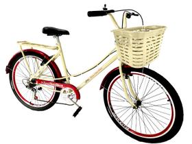 Bicicleta Aro 26 modelo ceci com cesta grande 6 marchas mary