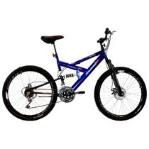 Bicicleta Aro 26 MTB 18V Full Suspention Duplo Freio a Disco Max 260 Azul Bicicleta Aro 26 MTB 18V Full Suspention Duplo Freio a Disco Max 260 Azul