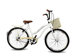 Bicicleta aro 26 passeio com cestinha retrô sem marchas brco - Maria Clara Bikes