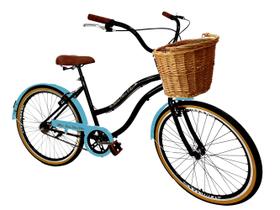 Bicicleta Aro 26 passeio s/ marchas com cesta Vime Preto azl