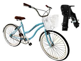 Bicicleta Aro 26 passeio sem marchas com Cadeirinha Azul BB - Maria Clara Bikes