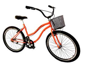 Bicicleta aro 26 passeio tropical urbana sem marchas salmão