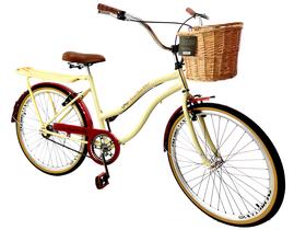 Bicicleta Aro 26 passeio Vintage Cesta Bagageiro Bege