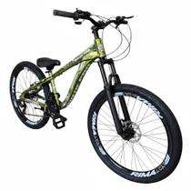 Bicicleta Aro 26 PRO-X Rustic PRO Freeride 21v Aro Vmaxx Freio a Disco Pneu Preto Flame