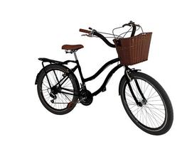 Bicicleta Aro 26 Retrô 18 Marchas Cesta Plast Bagageiro Pret