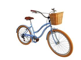 Bicicleta Aro 26 retro 6v Cesta vime natural Azul BB