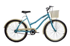 Bicicleta aro 26 Retrô Beach feminina azul sem marchas - new bike
